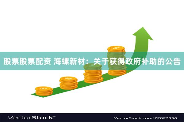 股票股票配资 海螺新材：关于获得政府补助的公告