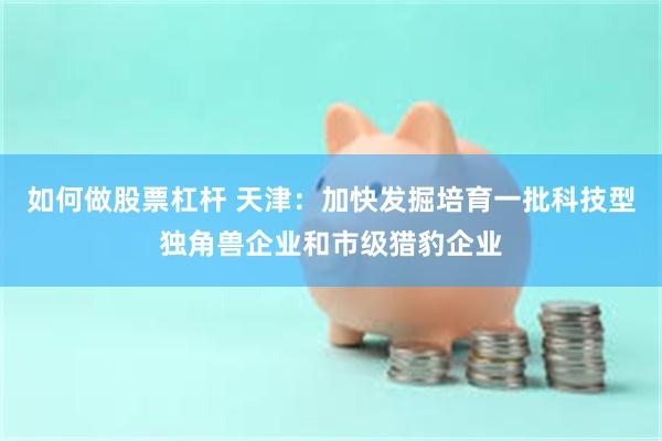 如何做股票杠杆 天津：加快发掘培育一批科技型独角兽企业和市级猎豹企业
