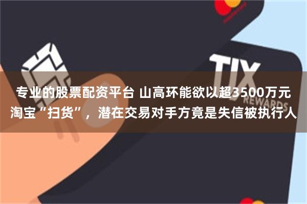 专业的股票配资平台 山高环能欲以超3500万元淘宝“扫货”，潜在交易对手方竟是失信被执行人