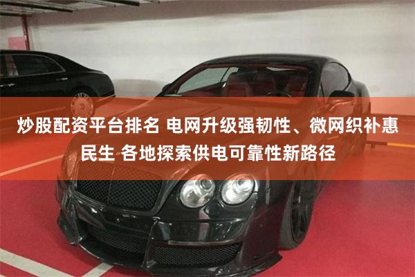 炒股配资平台排名 电网升级强韧性、微网织补惠民生 各地探索供电可靠性新路径