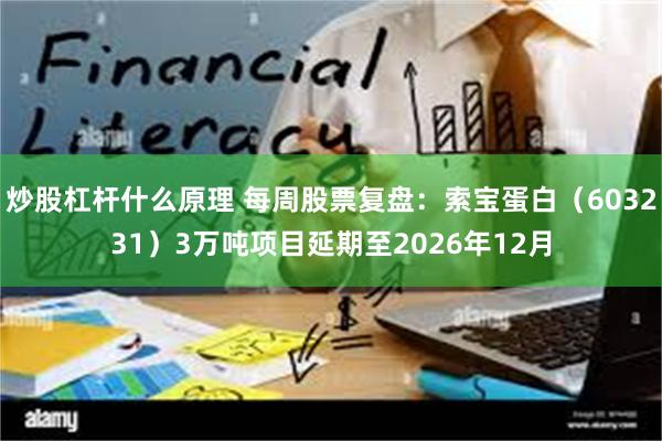 炒股杠杆什么原理 每周股票复盘:索宝蛋白(603231)3万吨项目延期至2026年12月