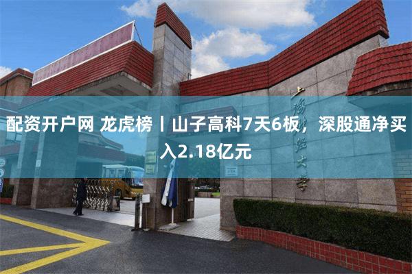 配资开户网 龙虎榜丨山子高科7天6板，深股通净买入2.18亿元