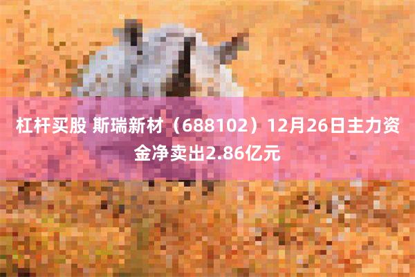 杠杆买股 斯瑞新材（688102）12月26日主力资金净卖出2.86亿元