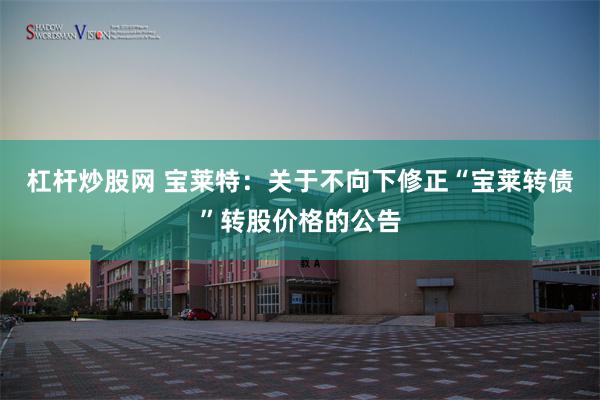 杠杆炒股网 宝莱特：关于不向下修正“宝莱转债”转股价格的公告