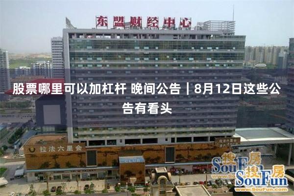 股票哪里可以加杠杆 晚间公告｜8月12日这些公告有看头